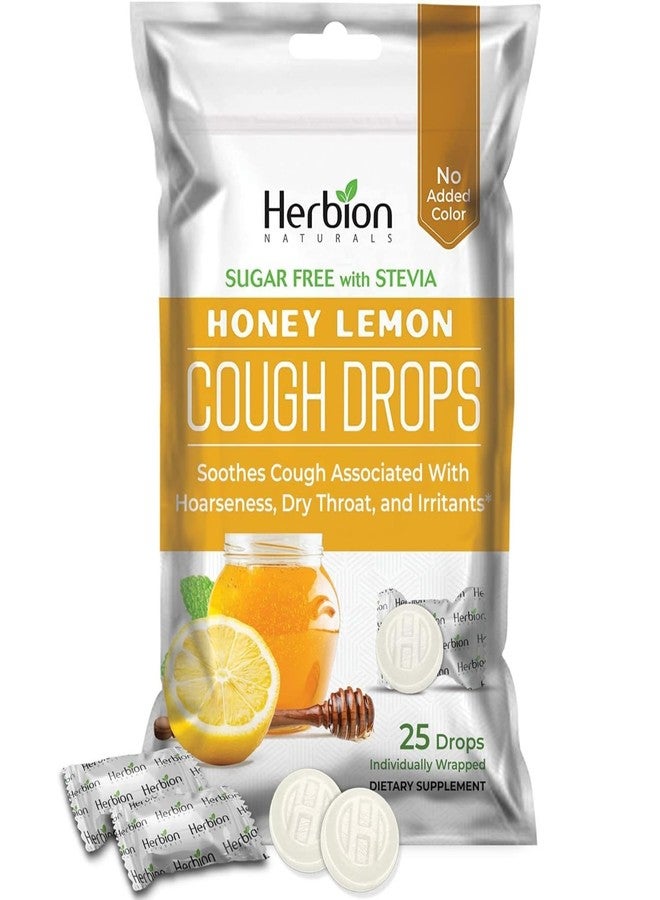 HERBION Naturals Cough Drops, Sugar Free with Stevia, Dietary Supplement, Soothes Cough, for Adults & Children Over 6 Years, 25 Count, Honey Lemon, Pack of 1 - Image 1